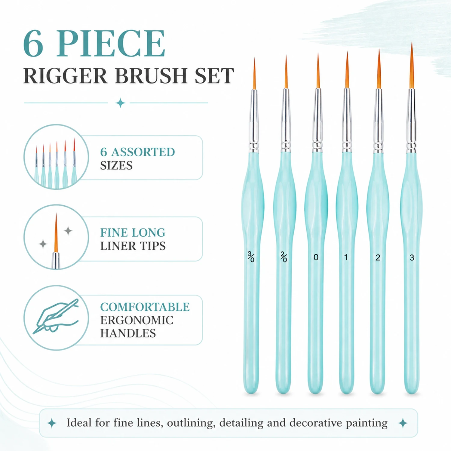6本セットのリガーペイントブラシセット、細い先端のディテール - Detailing Brush Set のレビューと価格